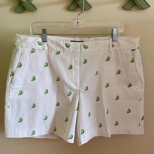 Talbots Lime Embroidered White Shorts